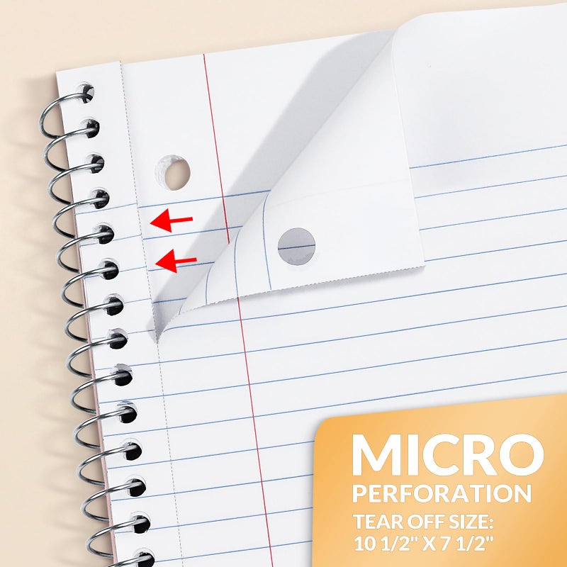 ساني دفاتر ملاحظات SUNEE الحلزونية، 3 عبوات، موضوع واحد، ورق مسطر للكلية، 8 بوصات × 10-1/2 بوصة، 70 ورقة لكل دفتر ملاحظات، دفاتر ملاحظات حلزونية بألوان جمالية متنوعة للمدرسة - Image 4